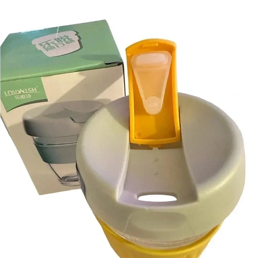 New‎ LovWish Glass Reusable Tea and Coffee Cup Travel Mug Yellow